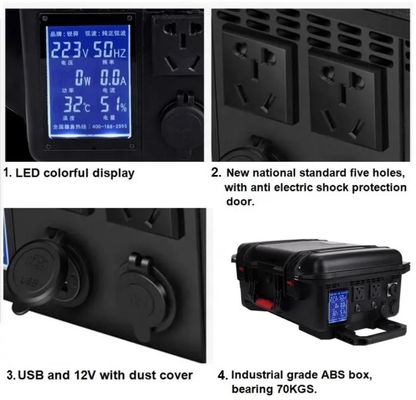 220V 5000W 3127WH सोलर जेनरेटर पोर्टेबल पावर स्टेशन ABS केस PWM कंट्रोलर