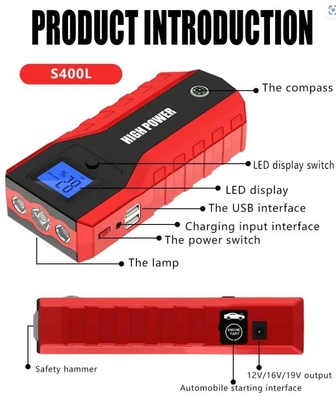 12V पोर्टेबल कार बैटरी जंप स्टार्टर ऑटो पावर सप्लाई बैंक 10000mAh बैटरी चार्जर