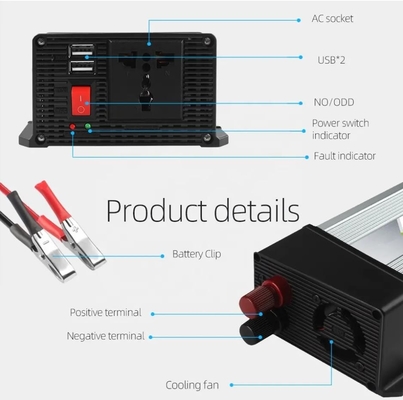 डुअल USB के साथ व्हीकल माउंटेड सोलर पावर इन्वर्टर 500W 12v से 220v होम 5v 2.1a