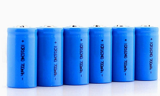 RCR123A लिथियम आयन बैटरी सेल डीप साइकिल 3.7V 700mah 16340
