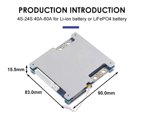 बैलेंस के साथ LiFepo4 BMS PCM बैटरी प्रोटेक्शन बोर्ड स्मार्ट 19s 60V 40A