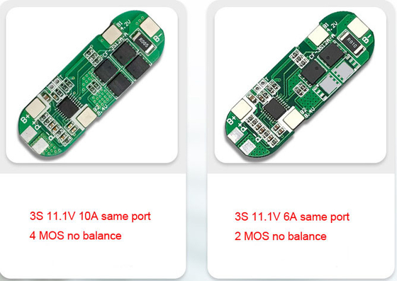 3S 6A 10A ली आयन 18650 BMS Pcm बैटरी प्रोटेक्शन बोर्ड 11.1V 12V 12.6V