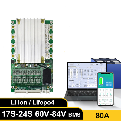 स्मार्ट बैटरी प्रोटेक्शन बोर्ड, बीटी UART 60V 72V के साथ बैलेंसर 17S-24S 80A के साथ BMS;
