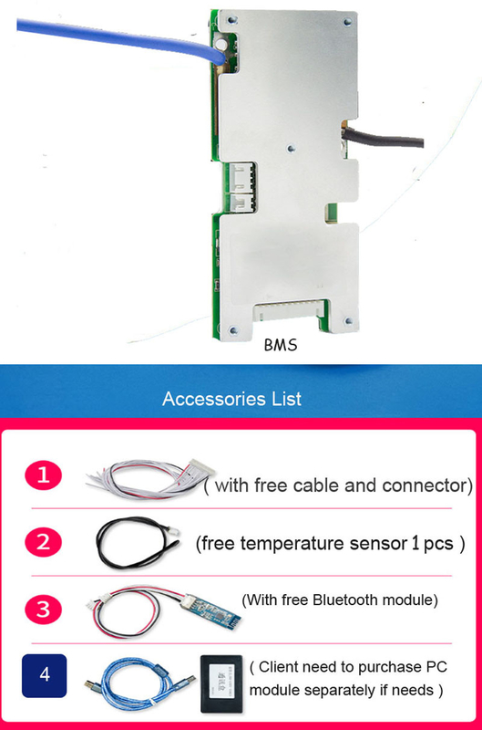 6S से 10S स्मार्ट BMS सिस्टम लिथियम बैटरी अनुप्रयोग 20A से 60A वर्तमान उपलब्ध