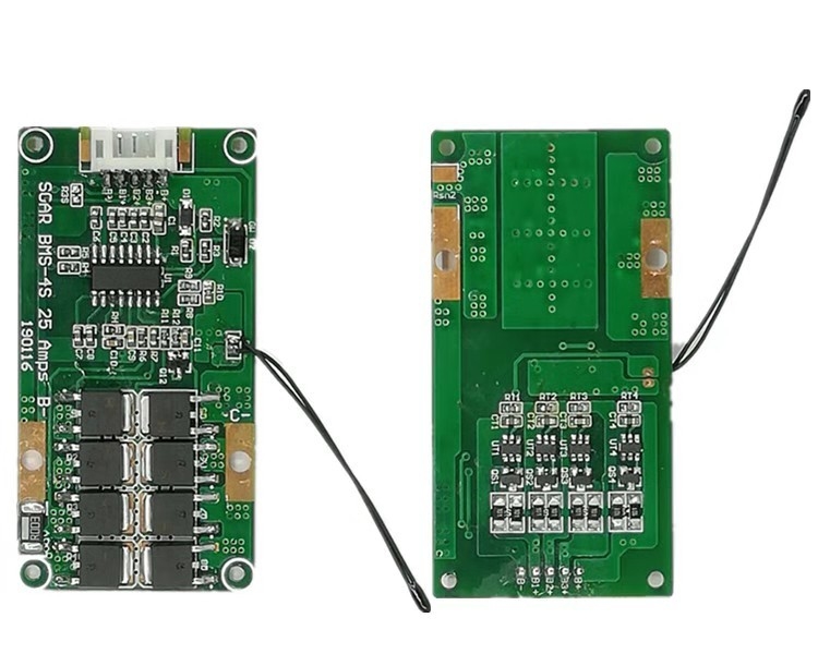 सामान्य पोर्ट 4S 10A BMS 14.8V तापमान नियंत्रण के साथ 66 × 34 मिमी आकार